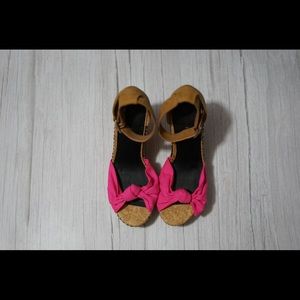 Pink and tan wedges. Size 8